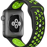 Curea iUni compatibila cu Apple Watch 1/2/3/4/5/6, 42mm, Silicon Sport, Black/Green